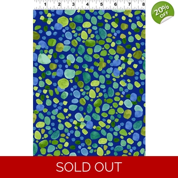 REMNANT - Clothworks - Sue Zipkin - Sanibel - Sea Glass - Dark Royal Blue - 52cm